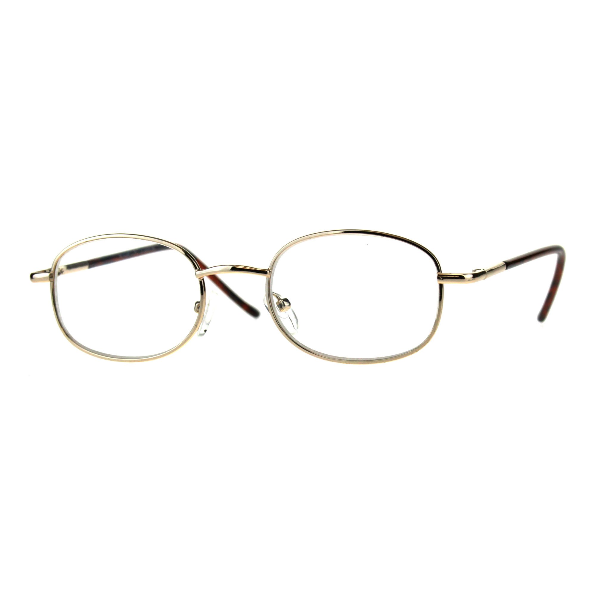 PASTL Clear Lens Glasses With Bifocal Reading Lens Small Oval Frame Spring Hinge