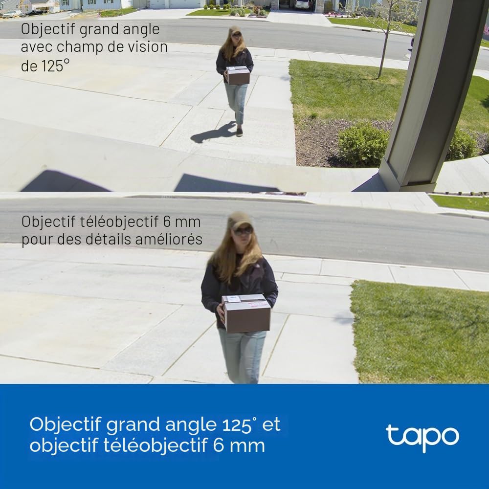 Tapo C246D 2K 3MP Caméra de sécurité panoramique et inclinable