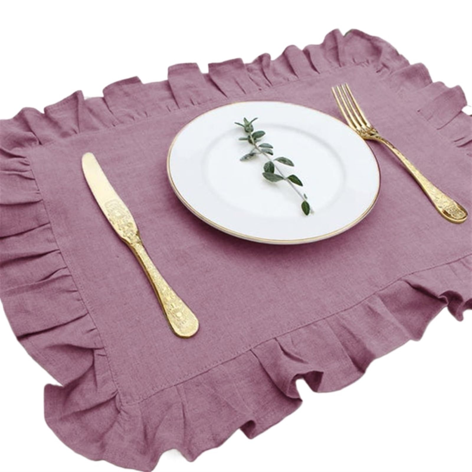 serviettes napkins Linen Napkins Wedding Dinner Solid Color Flounce Placemats Ruffle Edge Classical Home Table Napkin for dining wedding party everyday home(Grey purple 30X45CM)