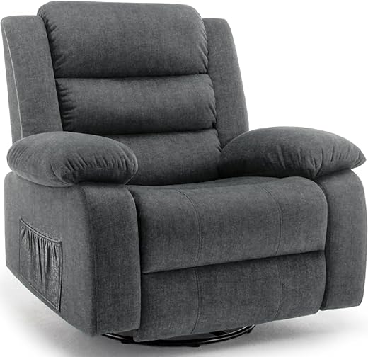 Recliner Chair, Wide Rocker Chair, Rocking Chair with Massage and Heat,360°Swivel Nursery Rocking Chairs, Oversized Recliner for Adults, Cashmere Reclining Sofa for Living Room, Grey B0DF5XJ45W