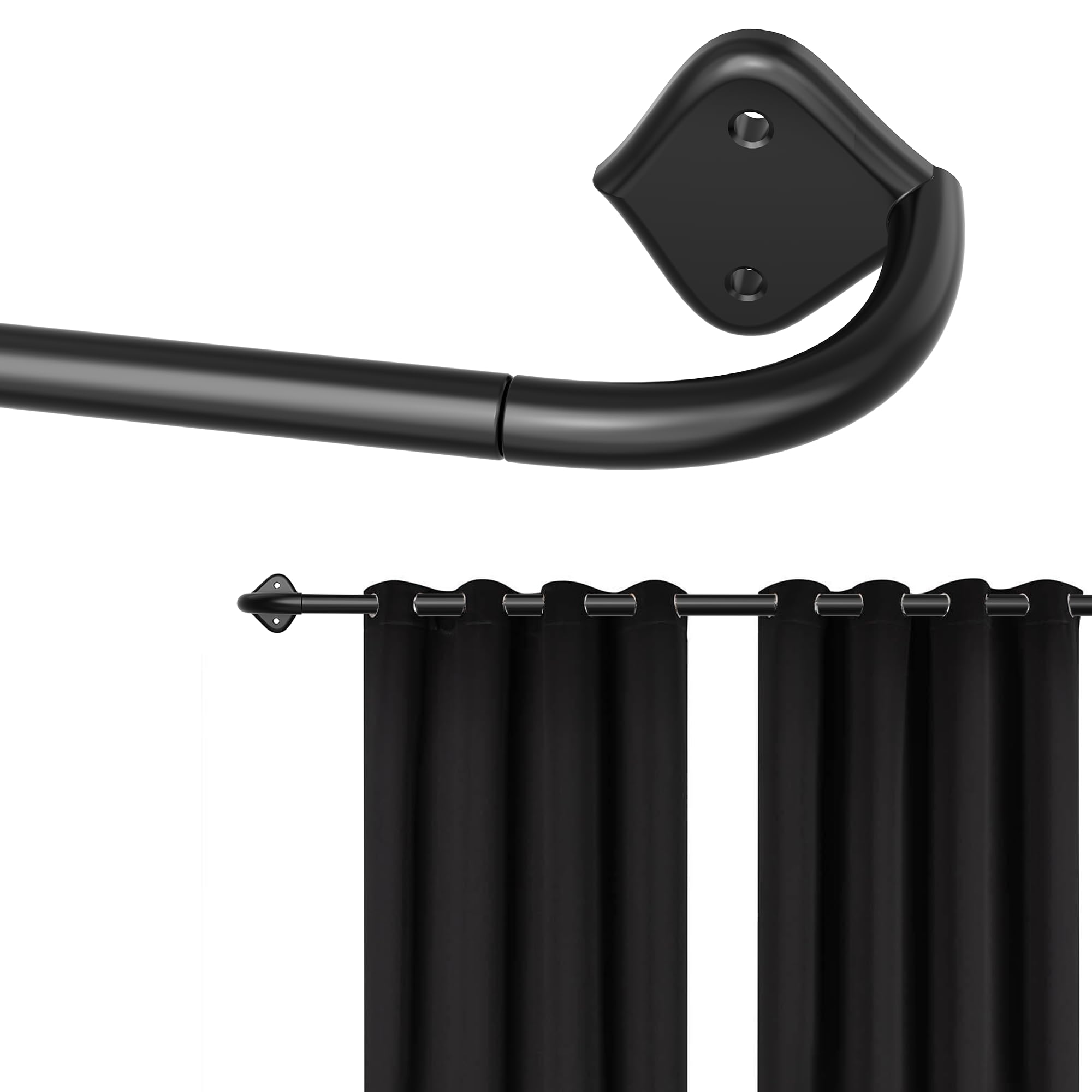 Asta Per Tende 16mm Nera Curva - Regolabile 84-203cm | Camera Balcone Ufficio - Foto 3