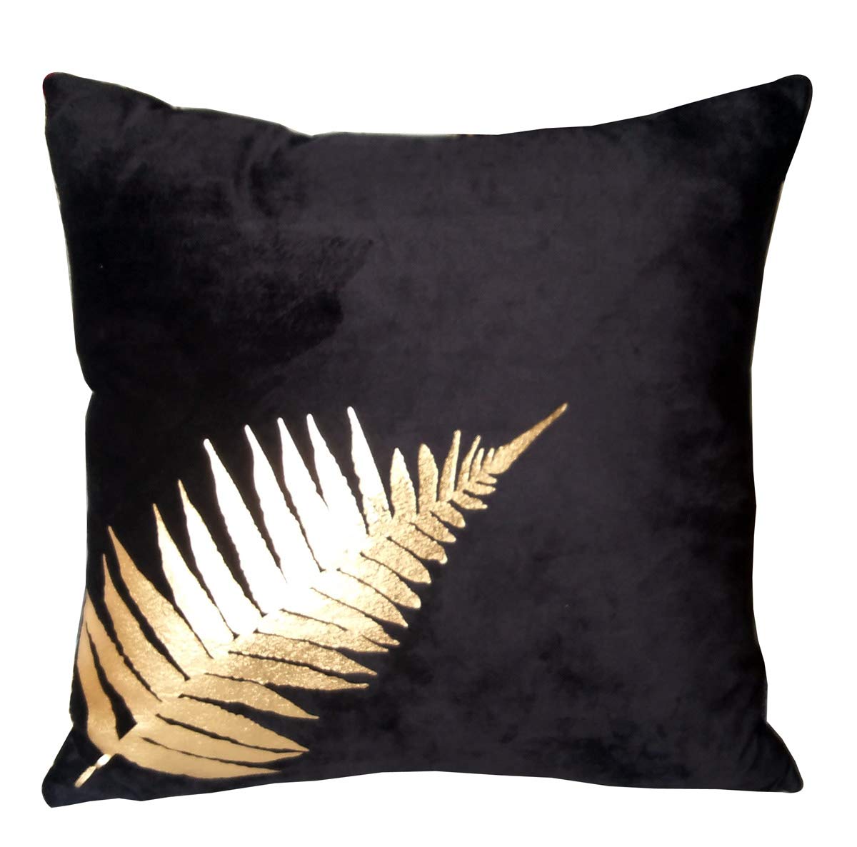 Zuodu Golden Leave-Black Black Velvet Cushion Cover 45X45cm Gold Foil Printing Peach Skin-Like Decorative Pillow Cover Cushion Cover 18X18 Inches Cover 1 Piece (Golden Leave-Black)