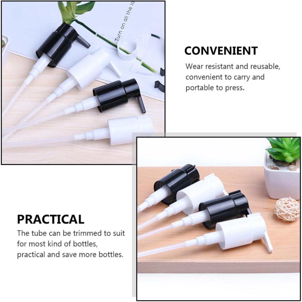 8 Pack Plastic Lotion Dispenser Pumps with Clips, 24 Thread image 3