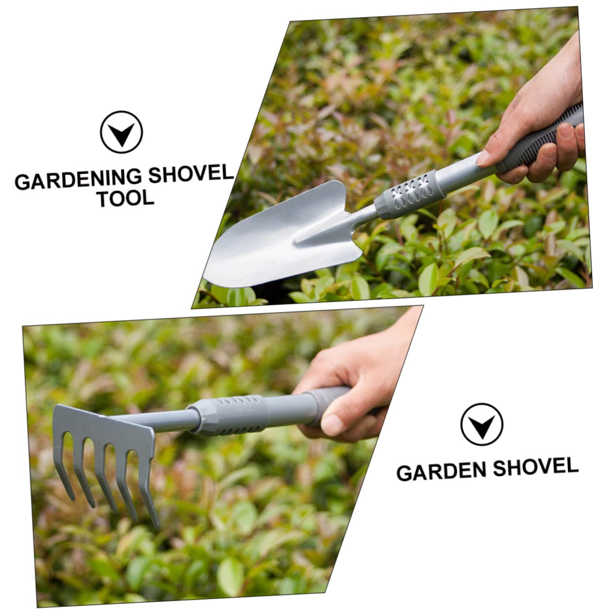 GANAZONO Set Outils Jardinage Intérieur, Pelle de Jardinage Argentée 3 Pièces en Acier et PVC, pour Transplanter et Désherber