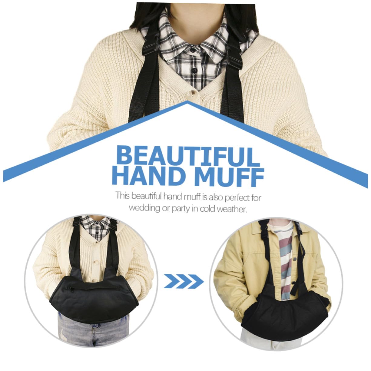 Manchon en Tissu Oxford Coton PP et Polaire Chauffe-Mains Portable Chaud et Confortable pour l'hiver en Extérieur, pour Chasse et Camping