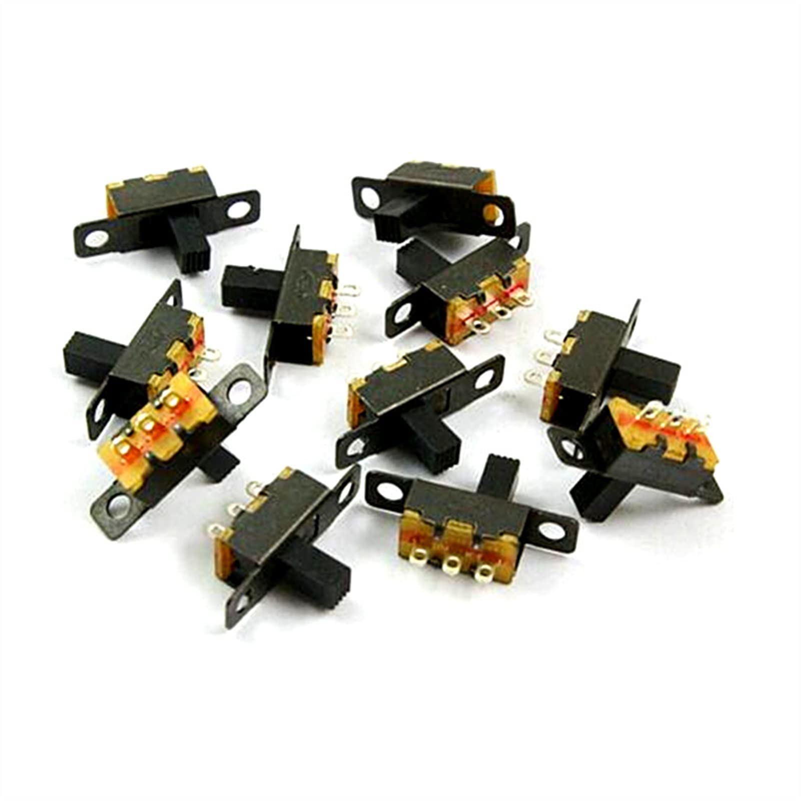 Interruptor basculante 20/50 unids/lote Micro interruptor deslizante 3 pines 2 posiciones 1P2T interruptor de palanca de encendido-apagado longitud de la manija 6mm SS12F15VG6 SS12F15VG5 ( Color : Len