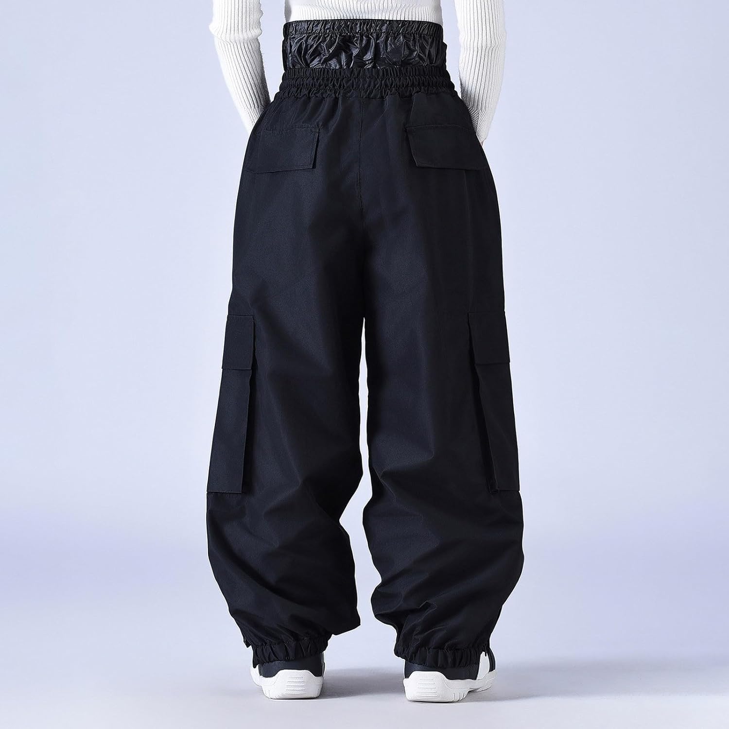 Men's Snow Pants Waterproof Winter Y2K Baggy Windproof Loose Wide Leg Cargo Snow Pants with Adjustable Waisted