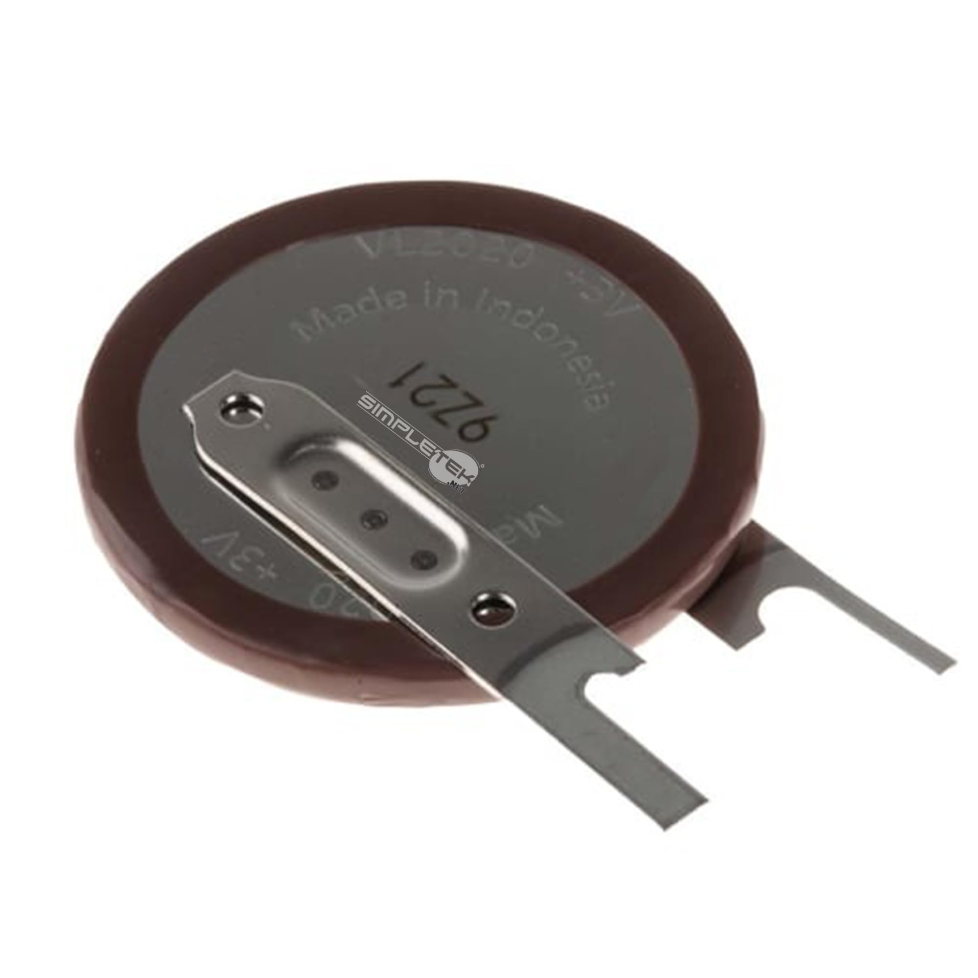 SIMPLETEK - 20 pilas VL2020 de botón recargables de 3 V con conectores para soldar contactos planos (20 unidades)