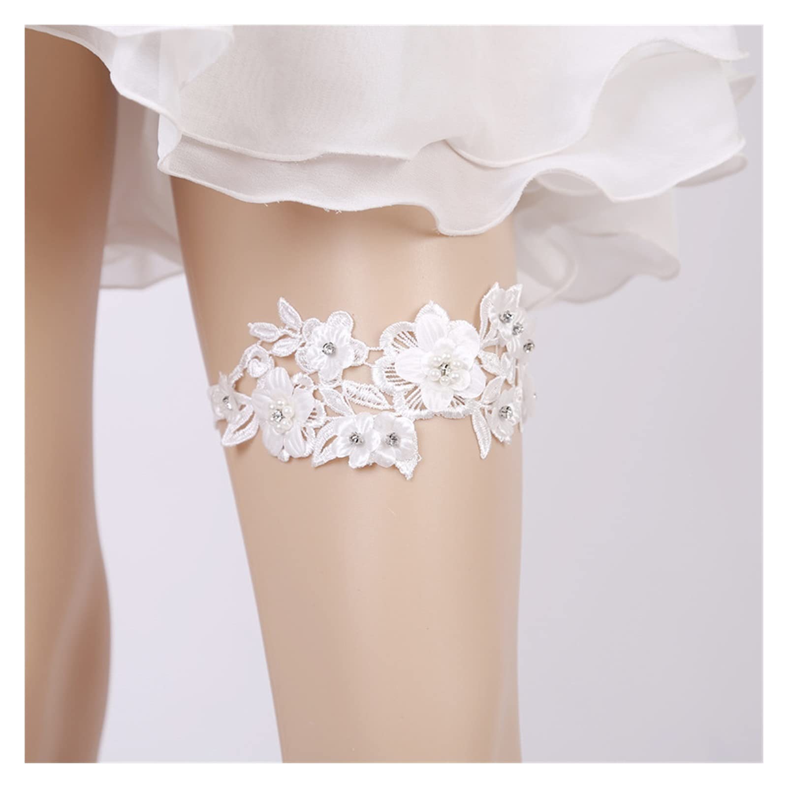 Giarrettiera in Pizzo Bianco - Accessori da Sposa da Sposa Giarrettiera Elasticizzata per Feste da Ballo