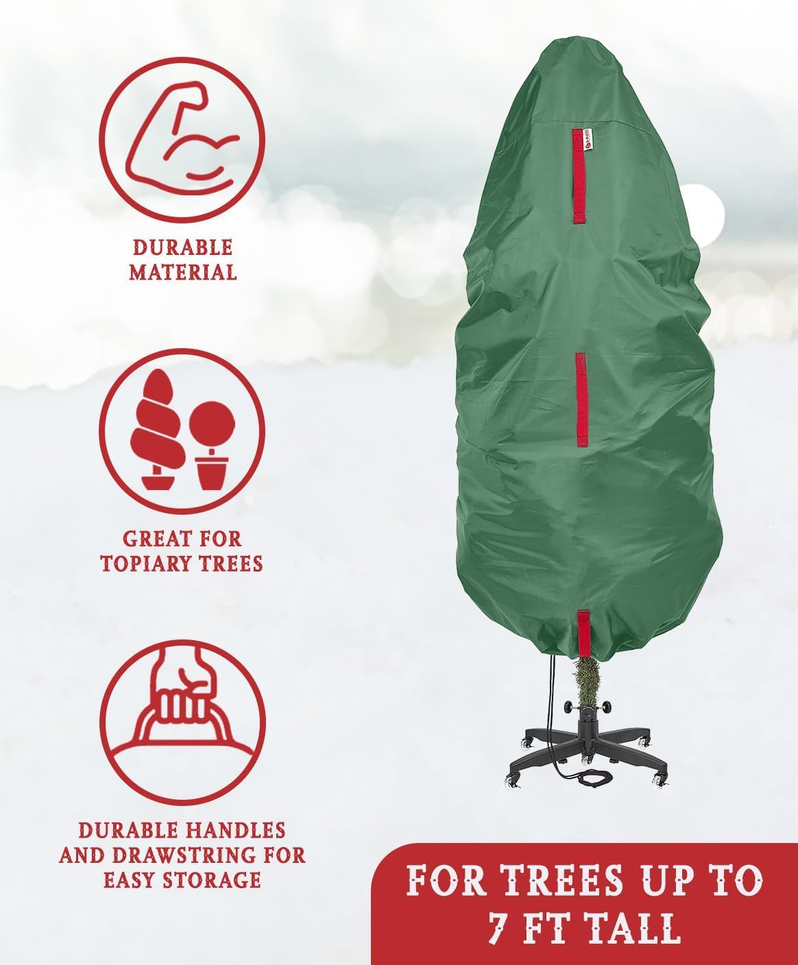 Borsa Copertura Verticale Per Albero Di Natale – Tessuto Oxford Impermeabile E Antistrappo, Regolabile 2.7m (9FT)