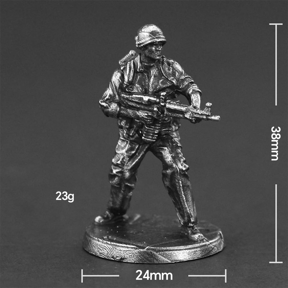 Figuras de soldados en miniatura del ejército estadounidense de latón blanco macizo – Juego de coleccionistas militares (8 piezas)