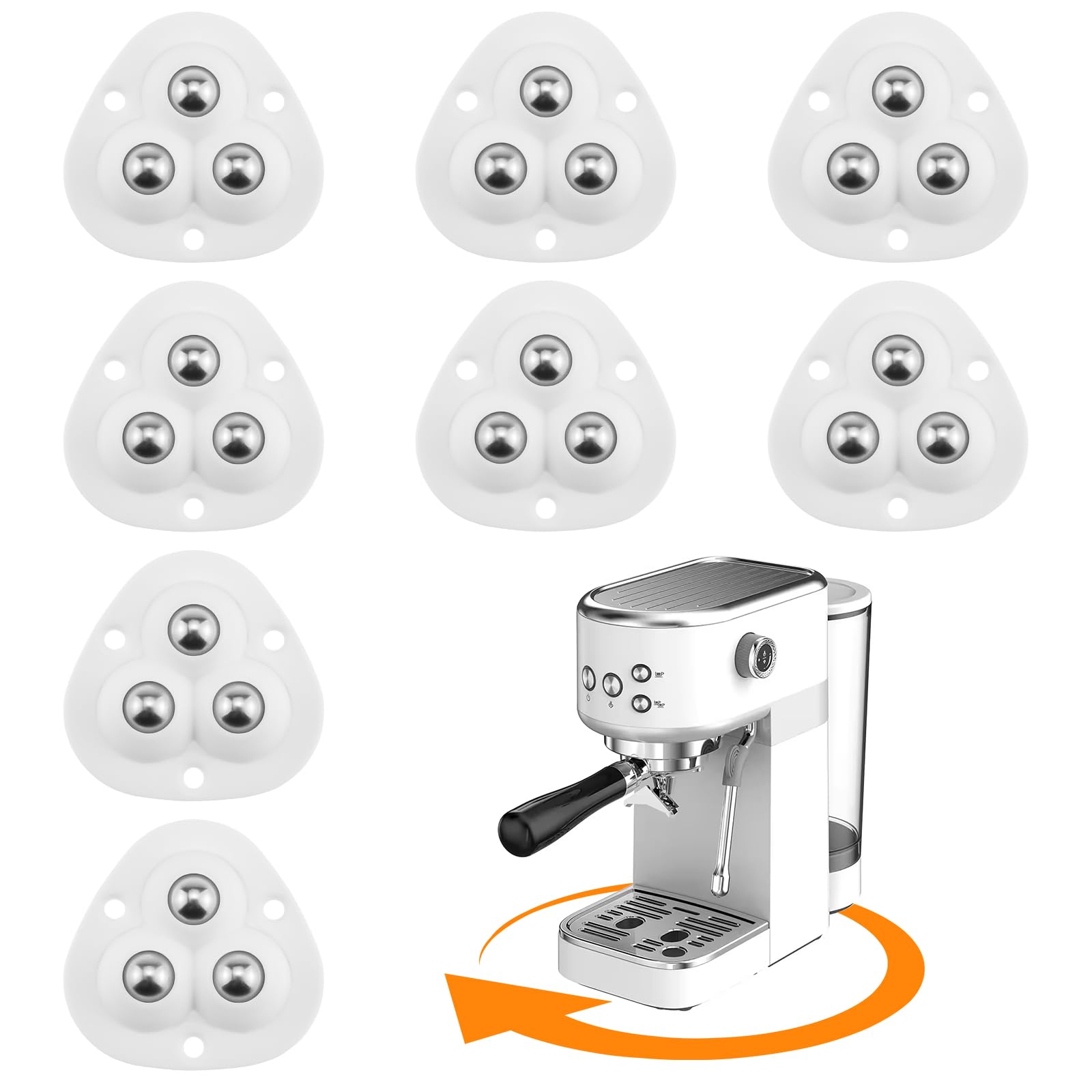 8Pcs Mini Self Adhesive Caster Wheels, 360° Swivel Universal Small Appliance Ball Transfer Casters Rollers Wheels Sliders Pulleys for Small Appliance,