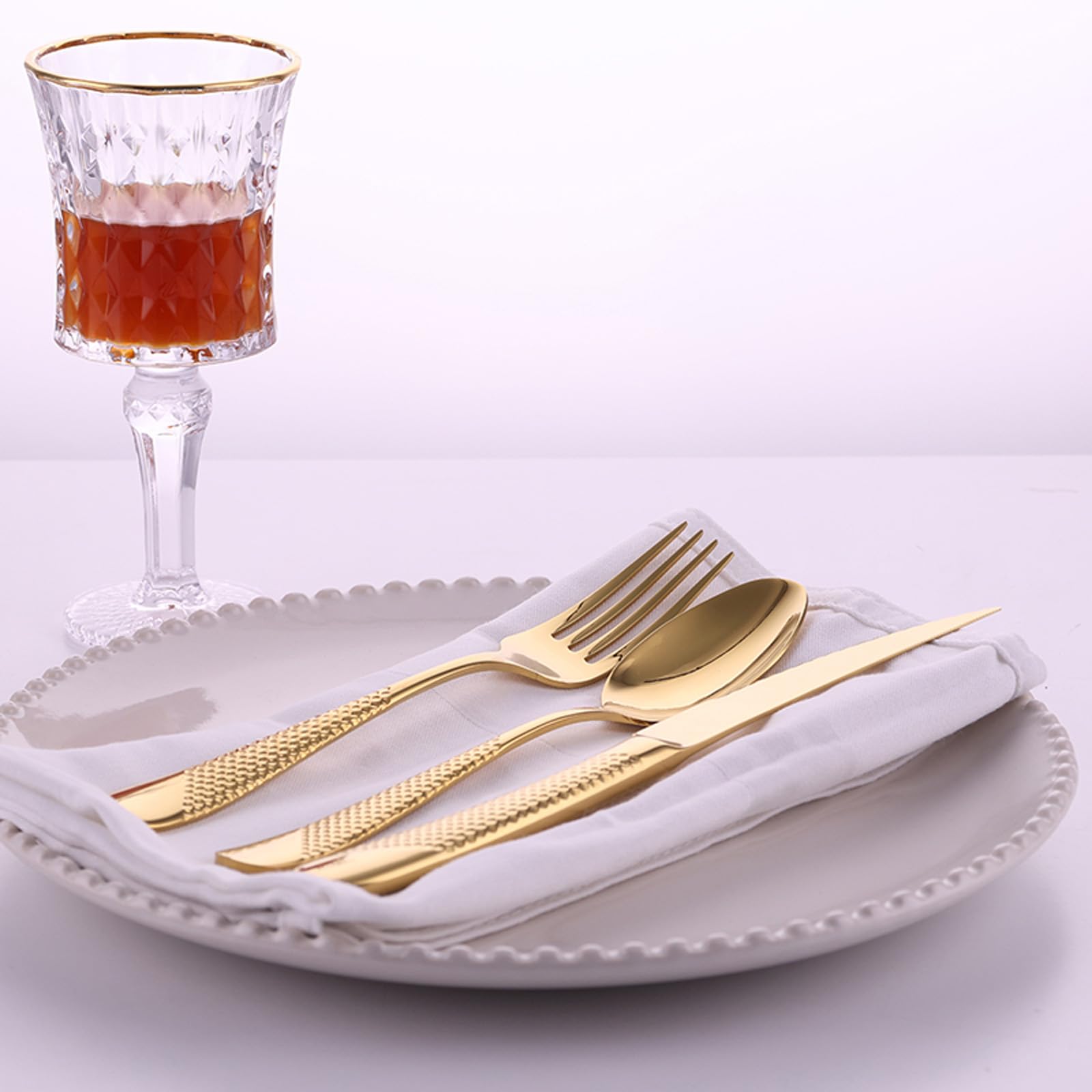 32 Pieces Silverware Set,18/8 stainless steel set for 8,Flatware set Wheat ear silver/gold, Fine Silverware set and Dishwasher Safe