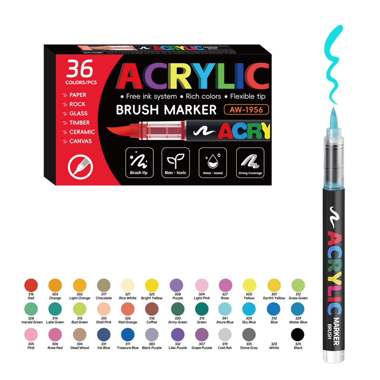 Farbmarker mit weicher Pinselspitze Ausmalen von, 36 colors