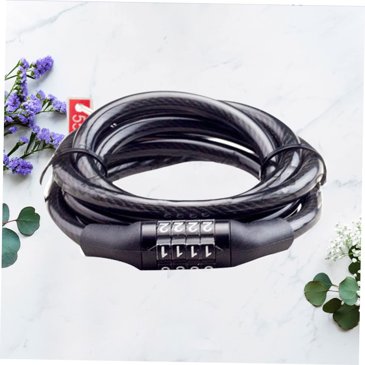 HEMOTON Heavy Duty Cable Lock Secure Bike Motorcycle and Scooter Theft Keyless Combination Design for Easy Use Durable Black