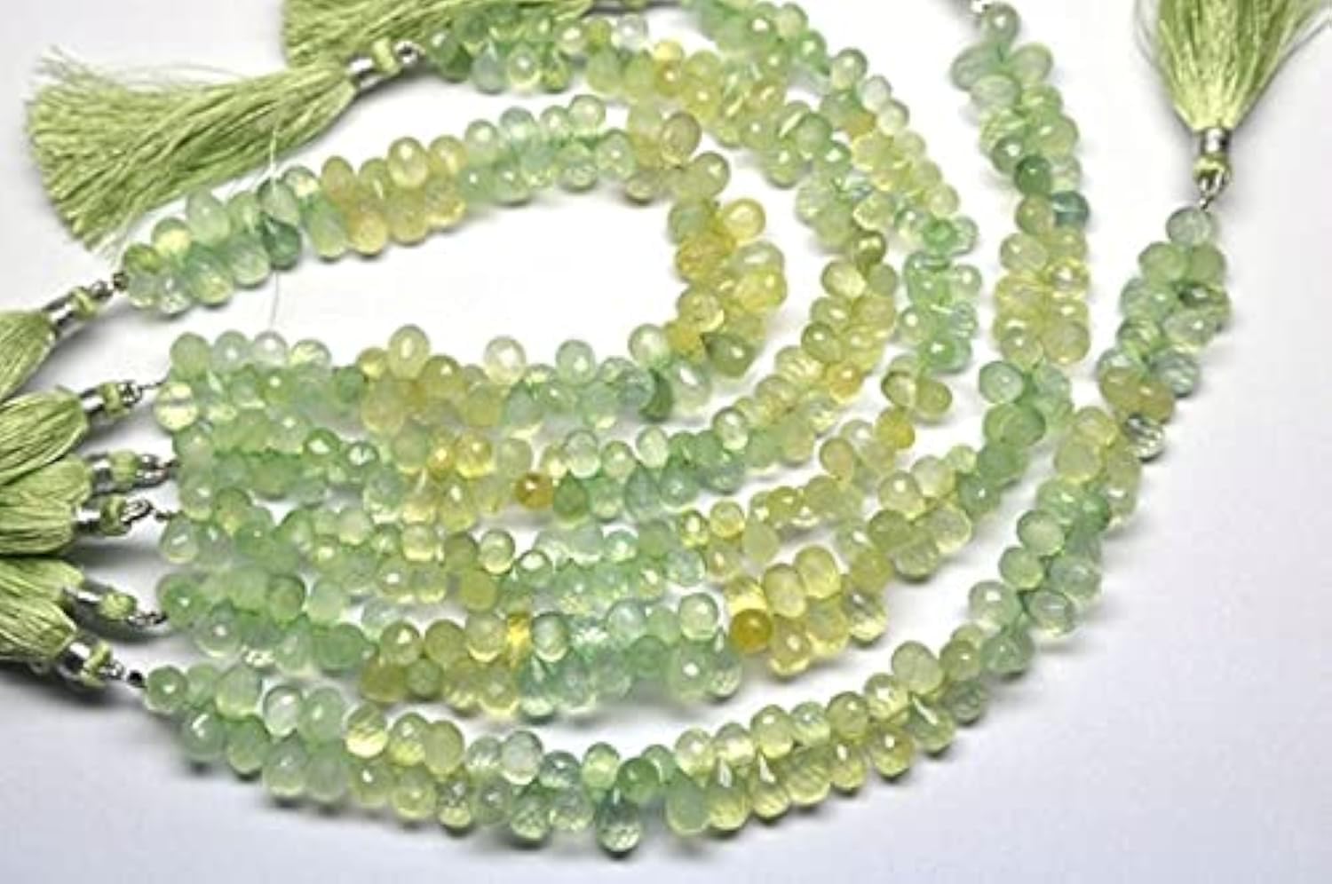Perles en préhnite naturelle de 7-8mm pour remplacer les pierres synthétiques de vos colliers