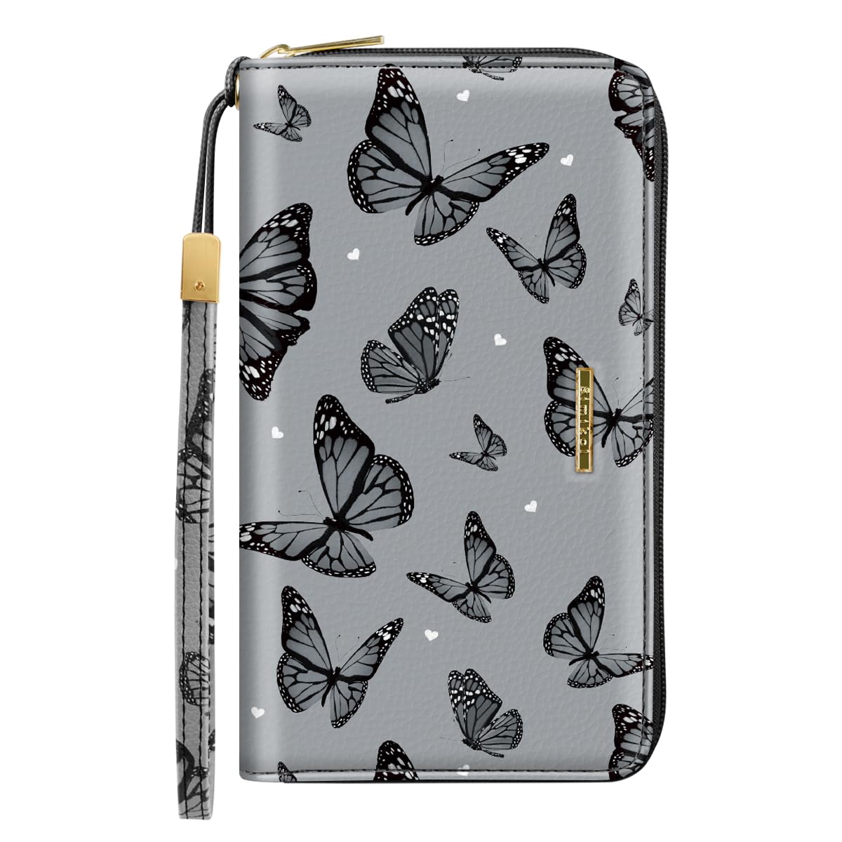 Simikol Large Capacity Wallets for Women RFID Blocking Leather Zip Around Phone Purse Ladies Travel Credit Card Clutch with Wristlet, Black