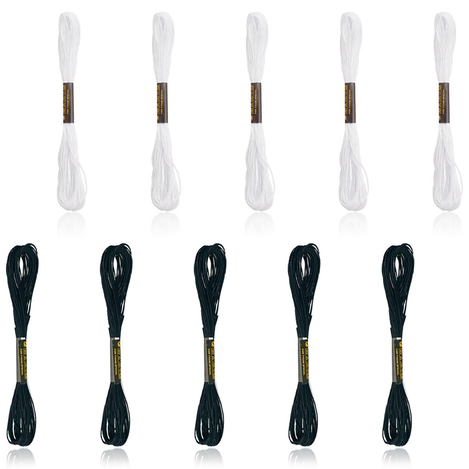 Skeins Embroidery Threads Cotton 8 m, Embroidery Threads Sewing Threads Embroidery Silk Cross Stitch Yarn for Friendship Bracelets and for Sewing Embroidery, 5 Black and 5 White Embroidery Threads