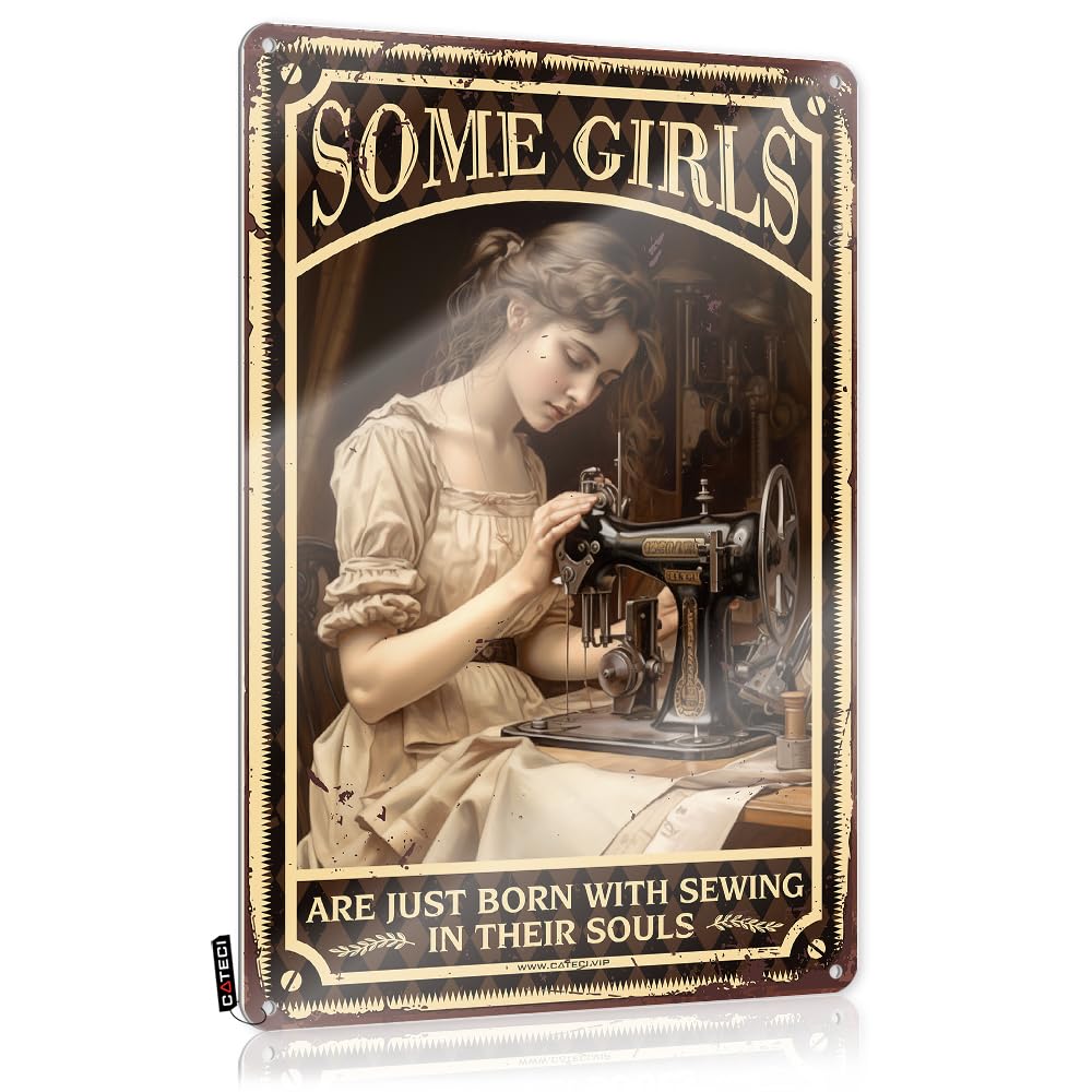 Fzfn Girls Colour Funny Garden Decor, Farmhouse Signs Days Reusable Some Are Just Born With Sewing In Their Souls | Rustic Funny Wall Art(30X40cm)