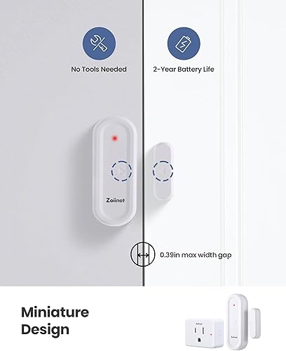 Miniatura 5 de Kit de enchufe de salida de sensor de puerta, mini sensor inalámbrico de ventana de contacto, dispositivos ilimitados de control de grupo, sin