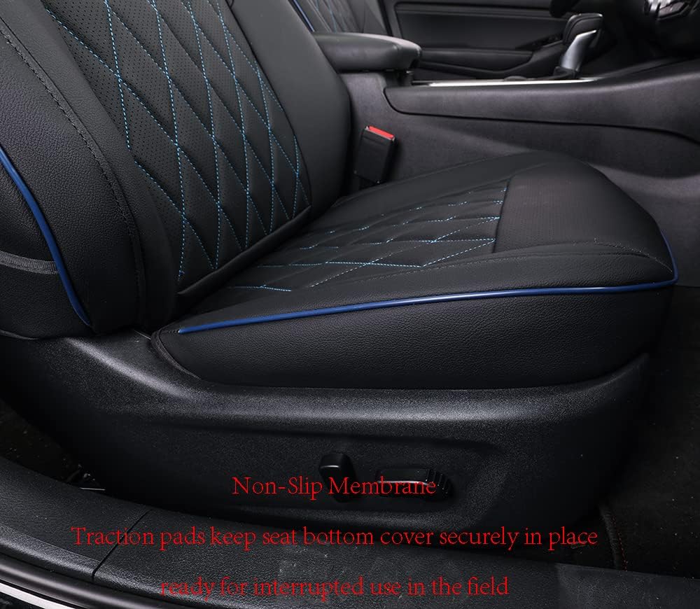EKR Sentra Seat Covers for Nissan Sentra SR,SR Midnight Edition 2020 2021 2022 2023 2024 2025 Leather Car Seat Cover for SUV Full Set,Faux Leather(Black with Blue Piping)