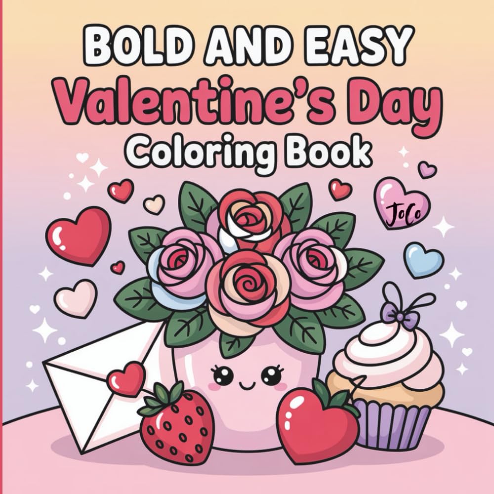 Bold and Easy Valentine’s Day Coloring Book for Adults: Cute, Cozy, and Simple Designs for Relaxation (Bold & Easy Valentine’s Coloring Books)
