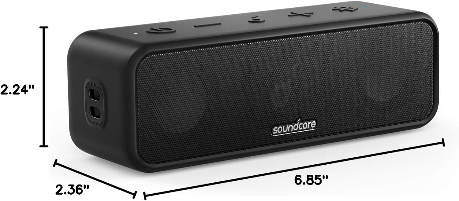 Soundcore 3 Bluetooth Speaker with Stereo Sound, Pure Titanium Diaphragm Drivers, PartyCast Technology, BassUp, 24H Playtime, IPX7 Waterproof, App for Custom EQs, Use at Home, Outdoors, Beach(Renewed)