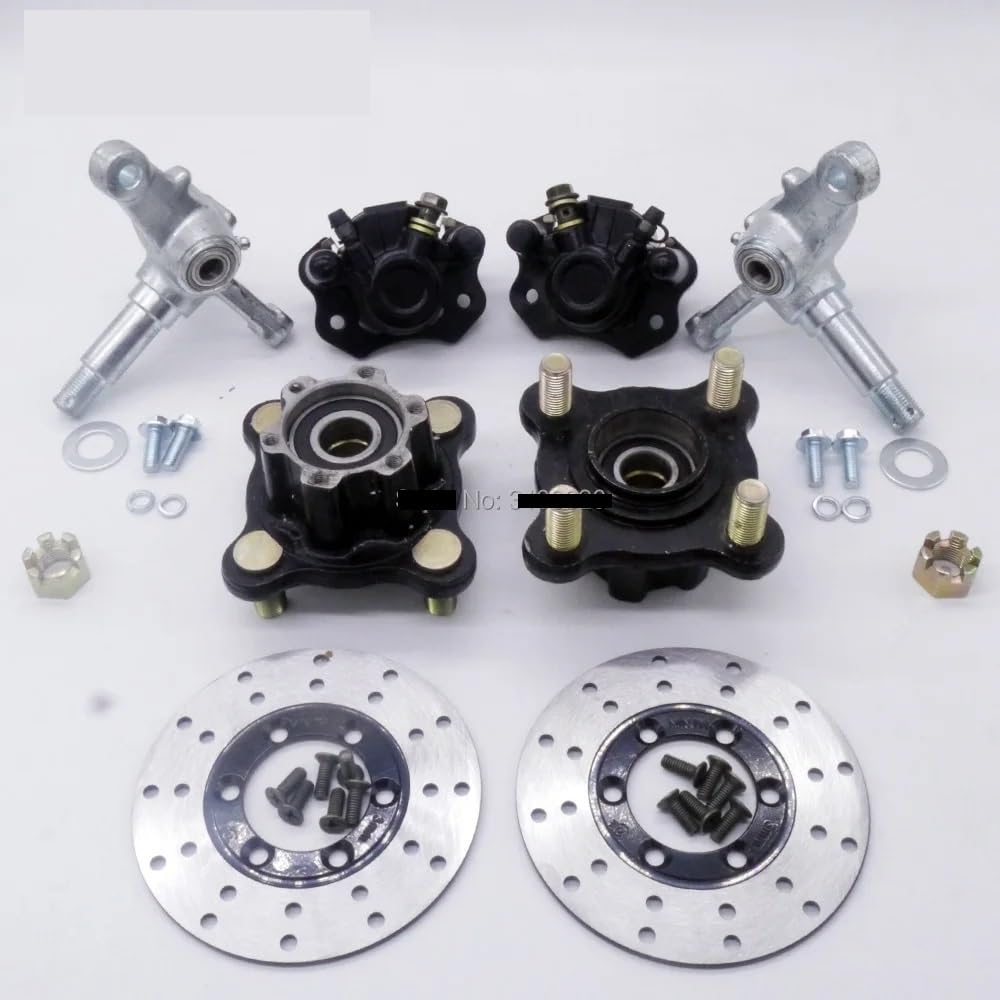 1 Set Mandrini a snodo con Montante dello sterzo con Pinza Freno M14 * 4 Stud da 100 mm Mozzi Ruota a Disco da 130 mm compatibili con passeggini Go Kart e Quad