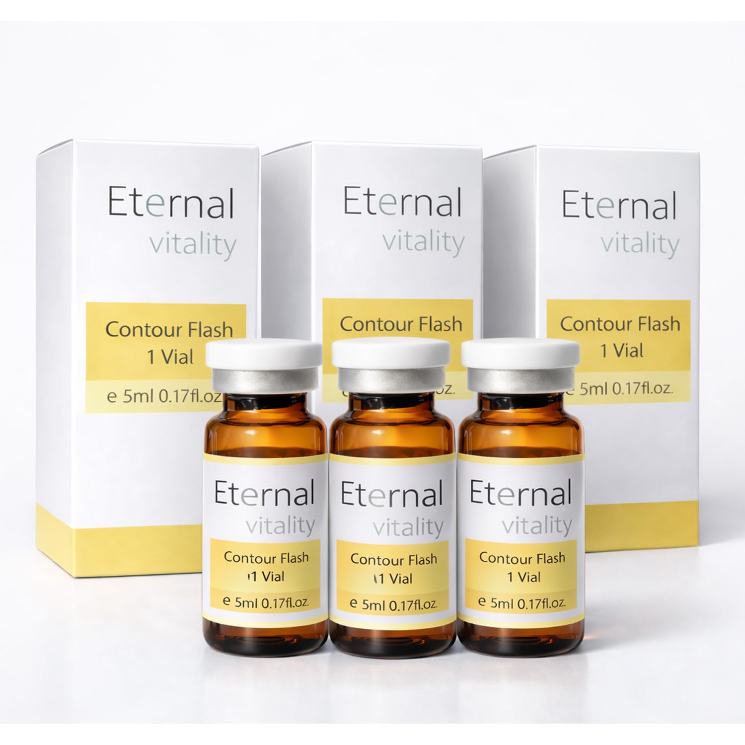 Vial contorno de ojos 5 ml Pack 3 con Péptidos, Ácido Hialurónico y Cafeina ojos. Tratamiento anti ojeras y arrugas finas ilumina, hidrata y reafirma la piel para un efecto quita ojeras instantáneo