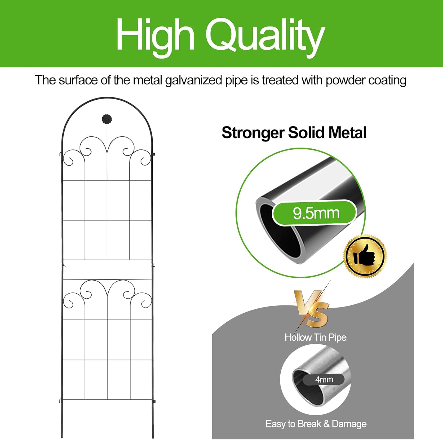 4 Pack 71x20inch Metal Rustproof Garden Trellis with Black Metal Coating，Decorative Garden Fencing Flower Trellis Featuring Elegant Design for Climbing Plants Support Flowers and Vegetable