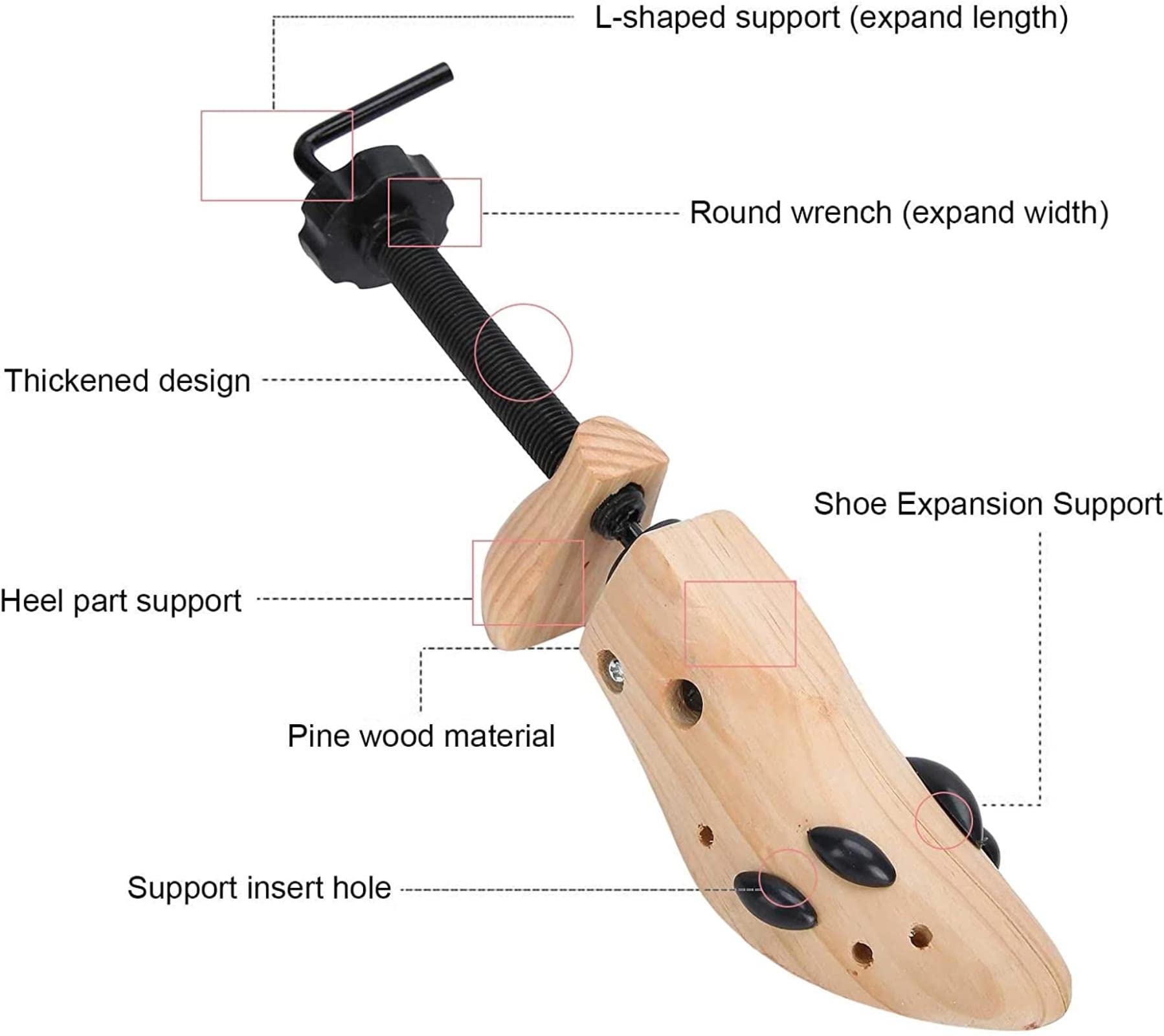 Barella per scarpe, comoda da usare Materiale in legno di pino Strumento di espansione per scarpe ecologiche Supporto per scarpe Barelle per stivali Albero per tacco alto per esterno(40 * 12 * 9c
