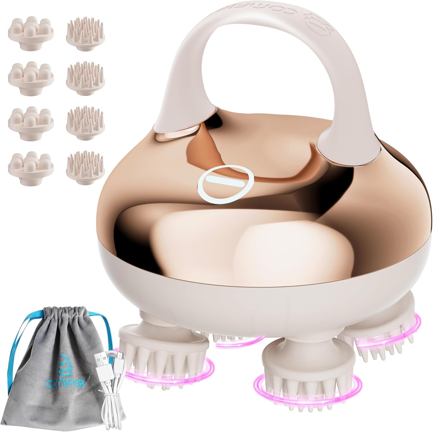 COMFIER Cordless Scalp Massager Hair Growth with 3 kneading Modes, Gifts,Waterproof Head Massage with 8 Claws for Deep Cleansing,Head Scratcher,Body Massager for Stress Relief,Cat Massage (GOLDEN)