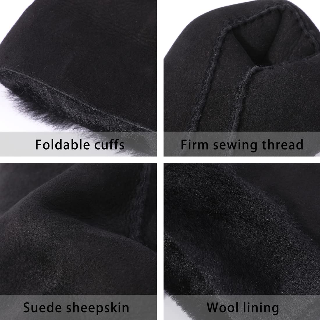 Harssidanzar Guanti in pelle degli uomo,vera pelle scamosciata in pelle di pecora Shearling Guanti in pelliccia Cuff KM044EU