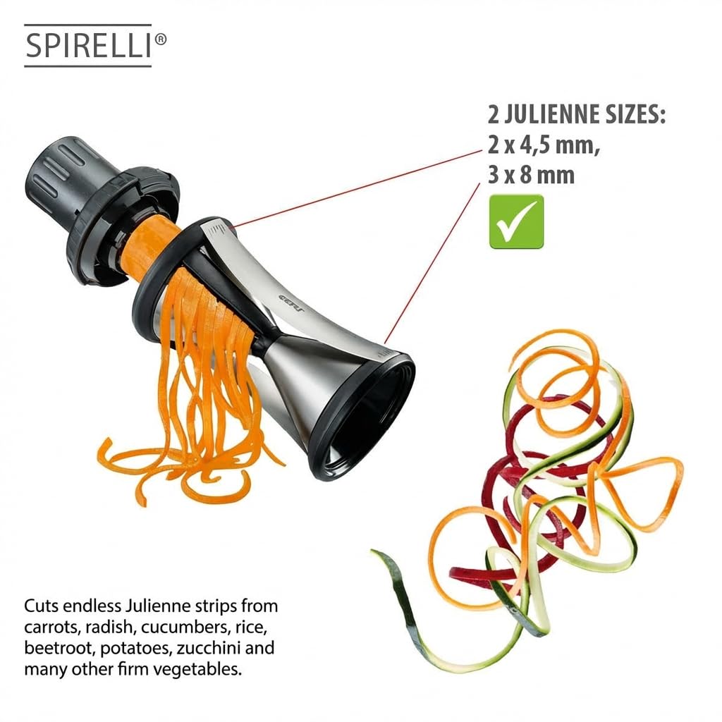 GEFU Spirelli XL spiralna krajalnica spiralna do warzyw do produkcji spaghetti, makaronu z cukinii, zoodles