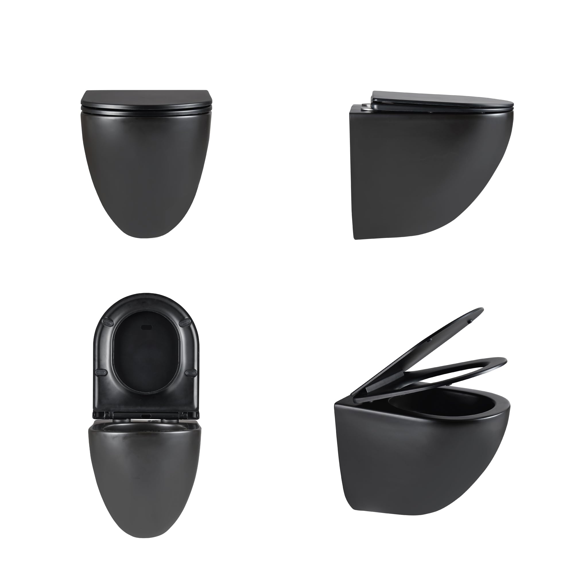 HOGART WC Suspendu avec Base Cachée et Fixations Invisibles, Système de Chasse Tornado Silencieux et Économique 3-4,5 L, Cuvette Céramique Facile à Nettoyer, Abattant Soft-Close, Gain de Place