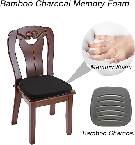 Miniatura 3 de Cojín para silla de comedor, espuma viscoelástica, antideslizante, para silla de cocina y comedor, con funda lavable a máquina 16.5 x 16.2 pulgadas,