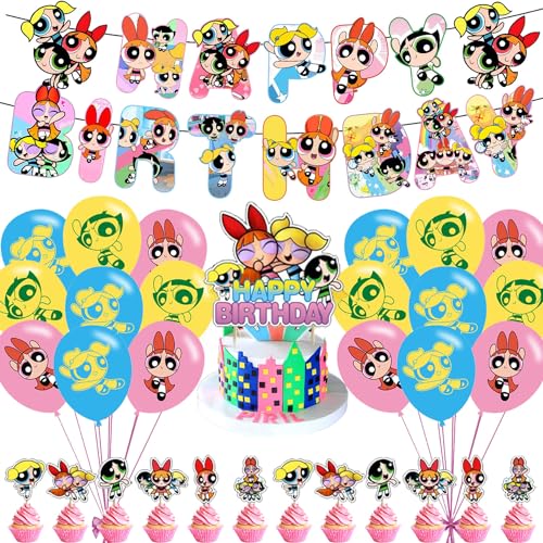 Power Girls Party Decorations Power Girls Birthday Party Supplies Includes Banner - Cake Topper - 12 Cupcake Toppers - 18 Balloons