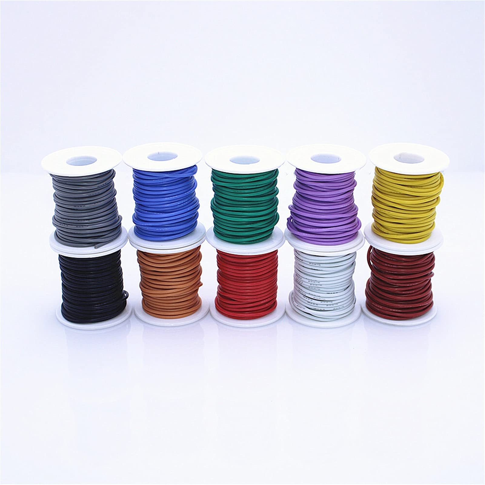 Cavo Elettrico,Cavi Elettrici 10 Metri / 50 Metri Flessibile Cavo in Silicone Resistente alle Alte Temperature 12AWG 13 14 15 16 17 18 20 22 Cavo in Silicone(White,50M_28 AWG)