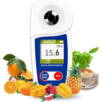 Digital Brix Refractometer Flagfront Brix Meter Refractometer Automatic Temperature Compensation Brix Refractometer Range 0-55% 0.1% Precision