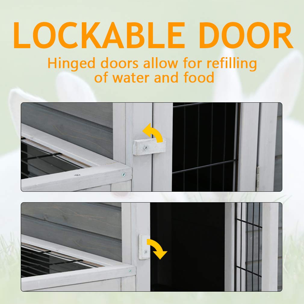 Buy 37 Inch Wood Rabbit Hutch Rabbit Cage Bunny Hutch Rolling Large