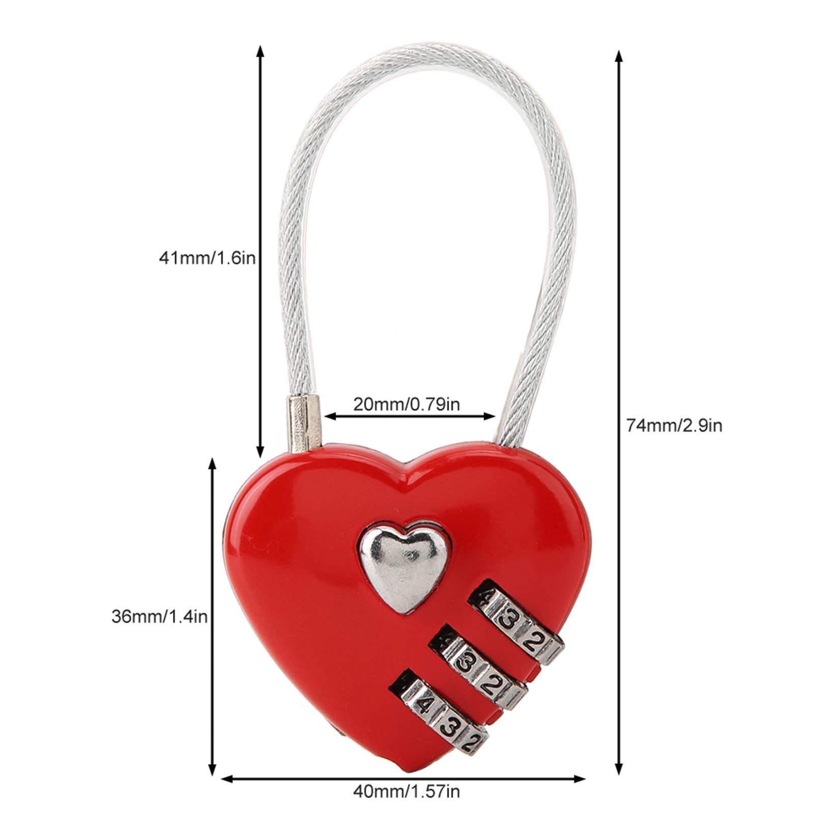 Altsuceser Mini Code Lock, Mini Heart Password Lock Small Metal Heart Shaped Padlock 3-Digit Code Combination Padlock For Travel Bags Suitcase Lockers Backpacks Jewelry Boxes Light Blue - View #10