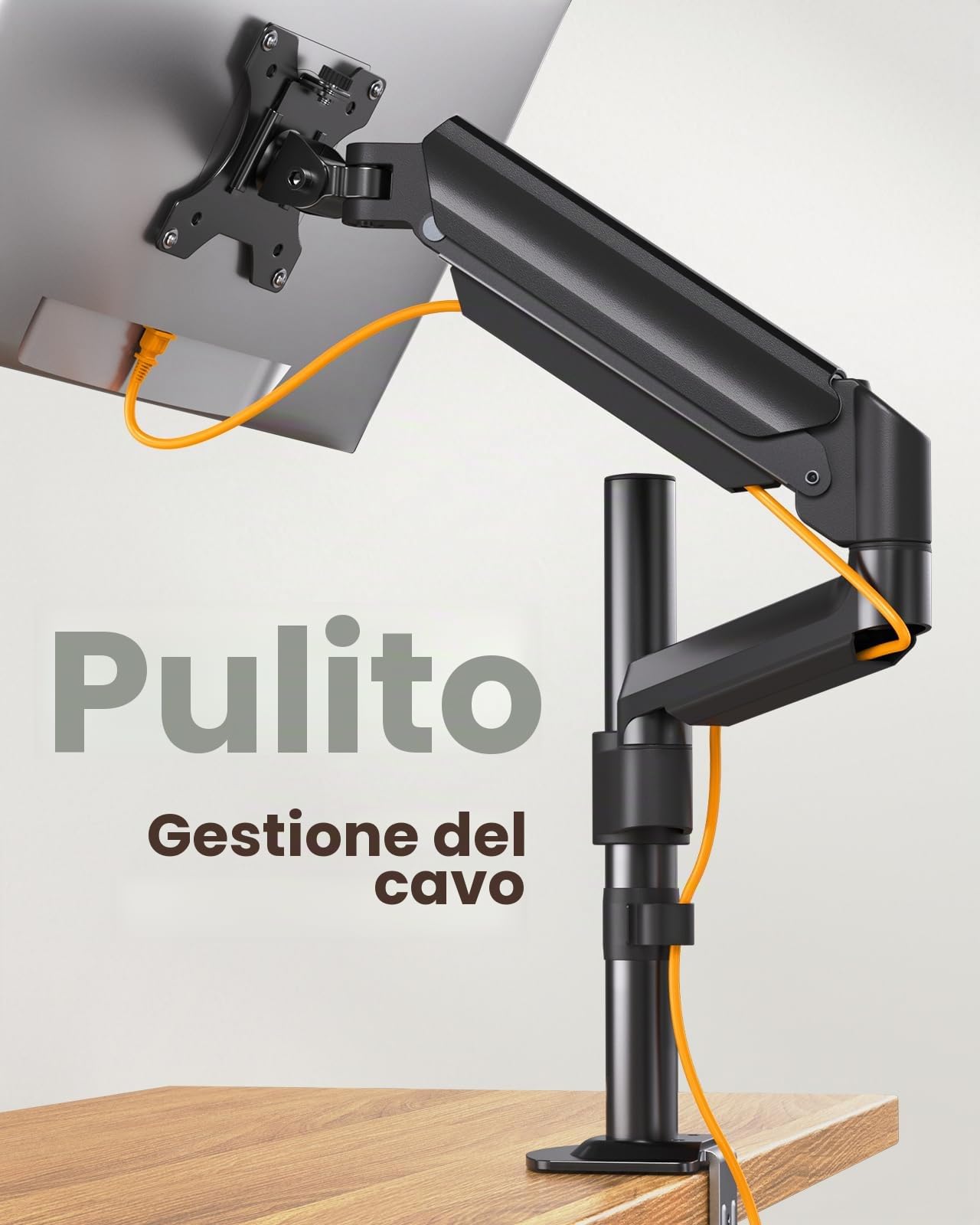 ErGear Supporto Monitor Singolo, Braccio Monitor Scrivania per PC da 13-32 pollici con Capacità di 9kg, Supporto Scrivania con Funzione Girevole/Inclinabile/Rotante, VESA 75x75 o 100x100mm