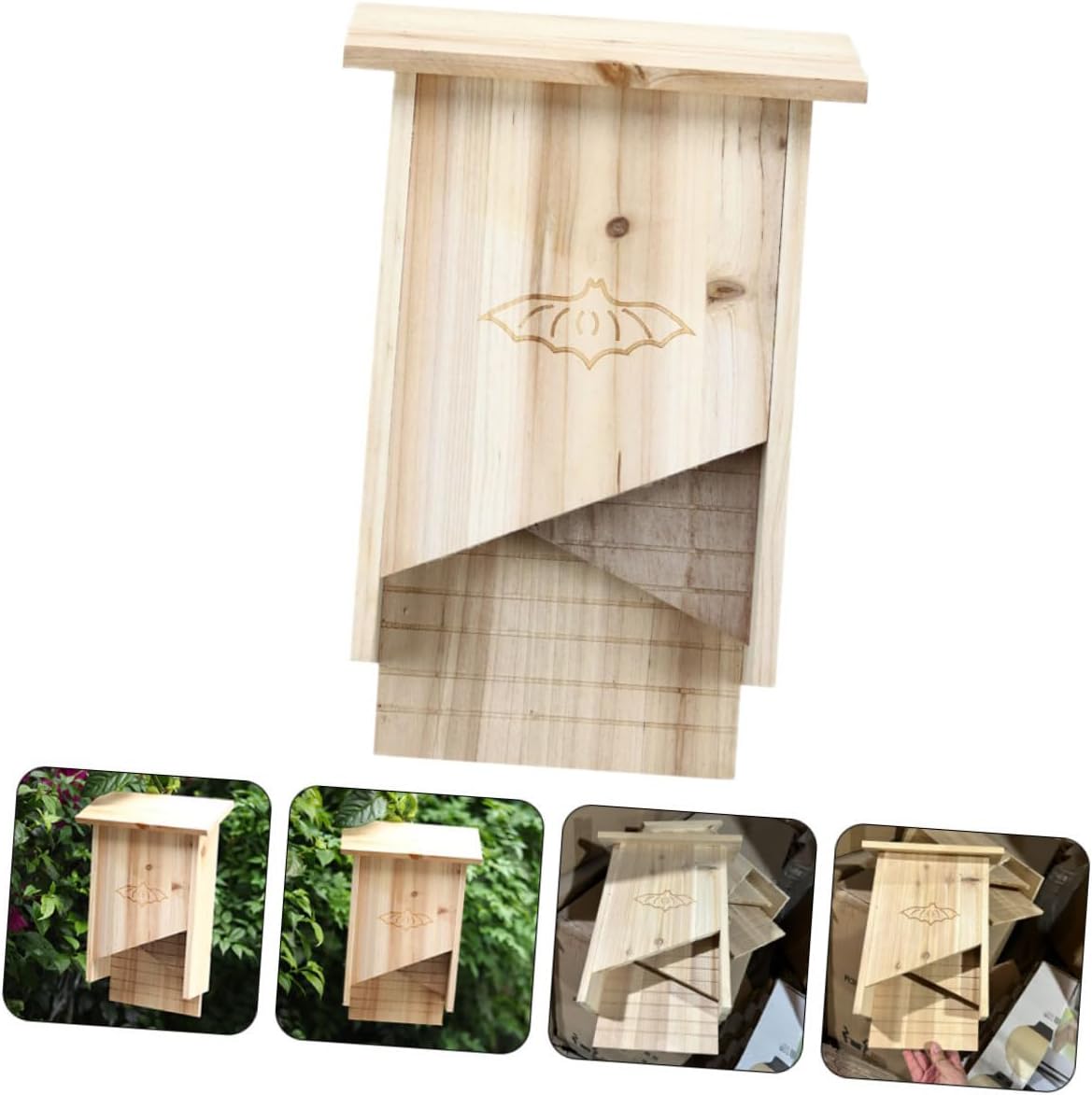 ABOOFAN Bat House Weatherproof Handmade Bat Shelter for Outdoor Use for Garden Backyard and Design for Wildlife Enthusiasts