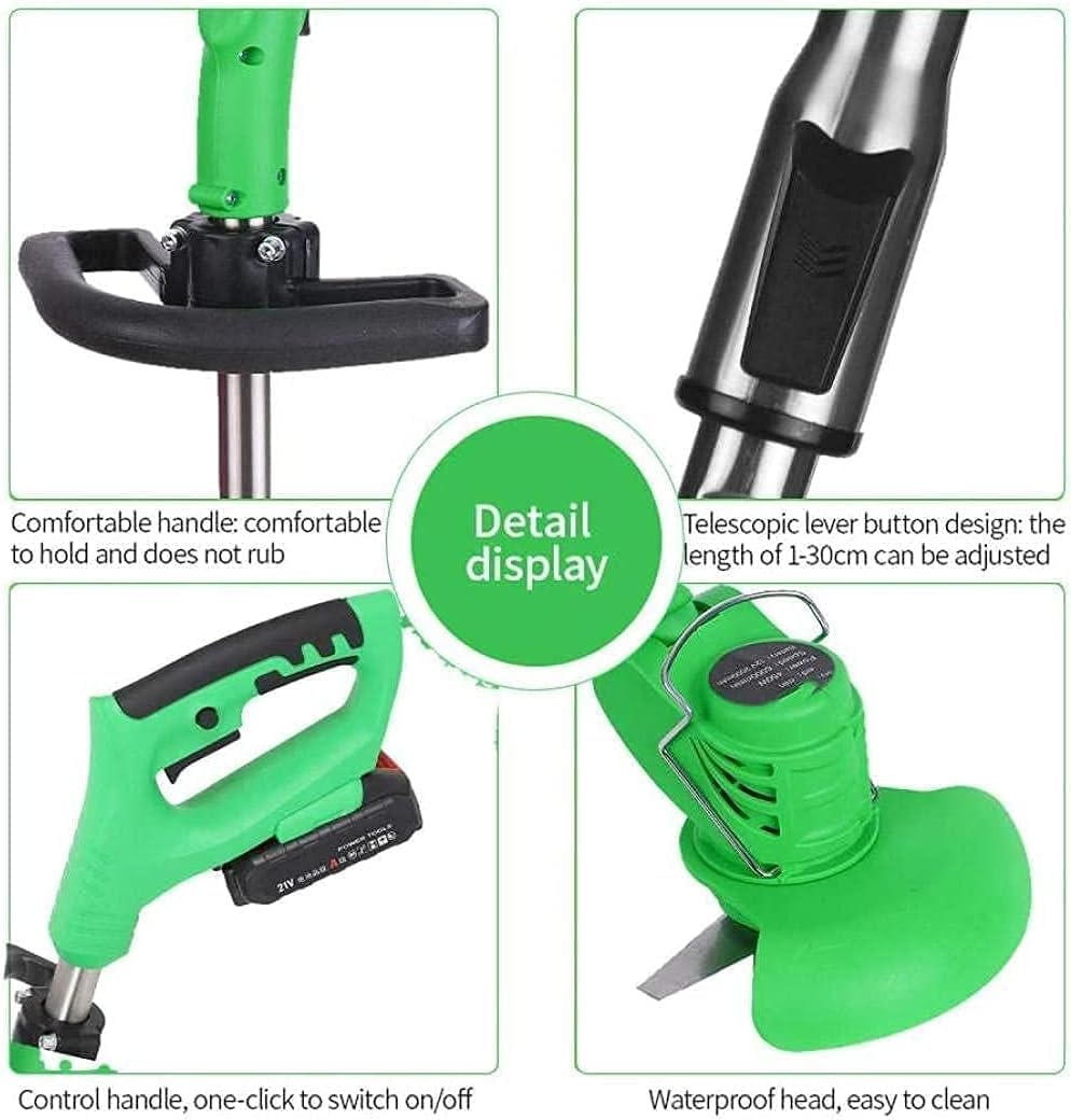 NAKEAH Cortacésped inalámbrico EPower, Herramientas de jardín, cortacésped eléctrico Ajustable, Cortador de poda, 2 baterías