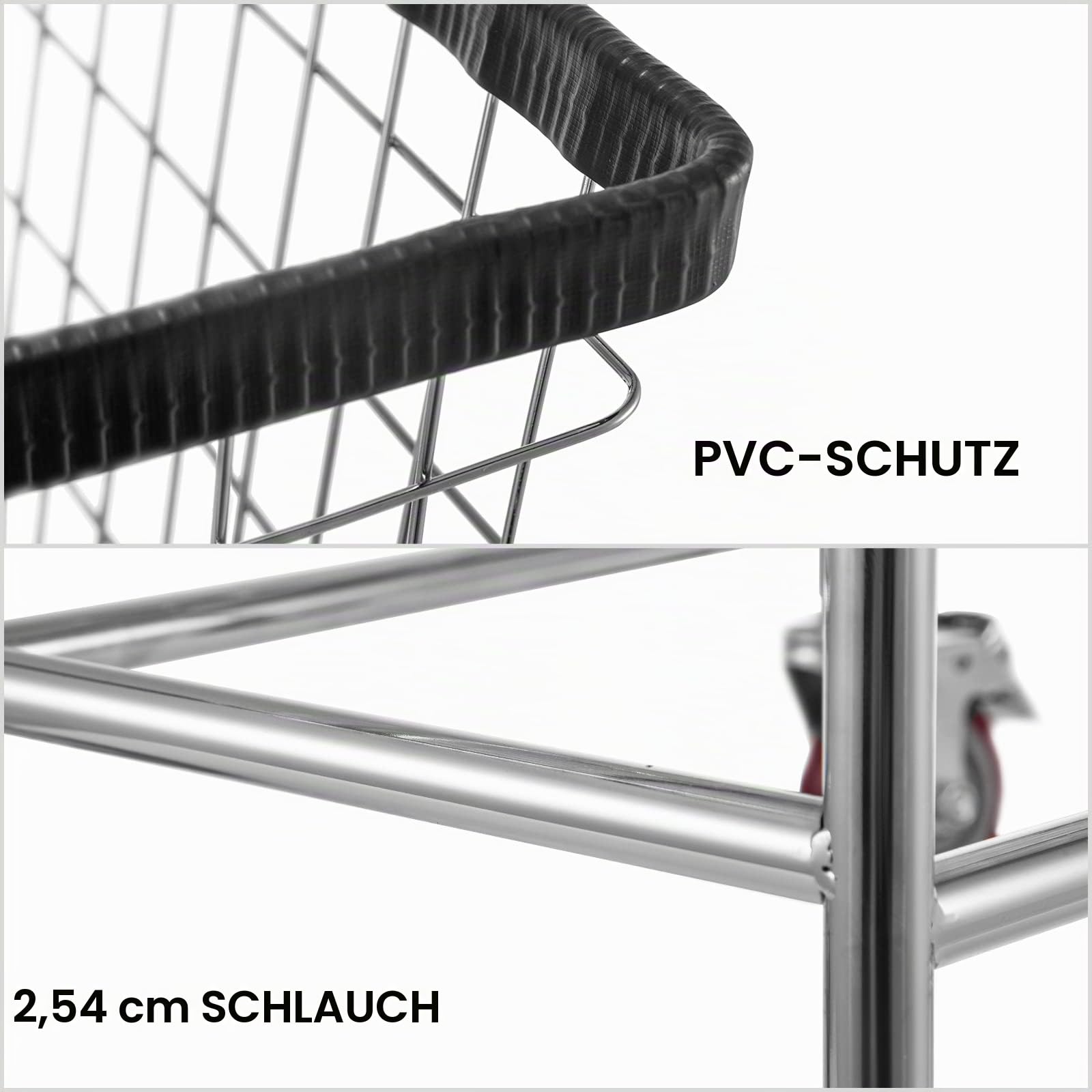 Draht VEVOR Wäschekorb 4,5 Scheffel Warenkorb mit Rädern, 26,4 x 15,7 x 26 Zoll, Stahlrahmen mit Chrom-Finish