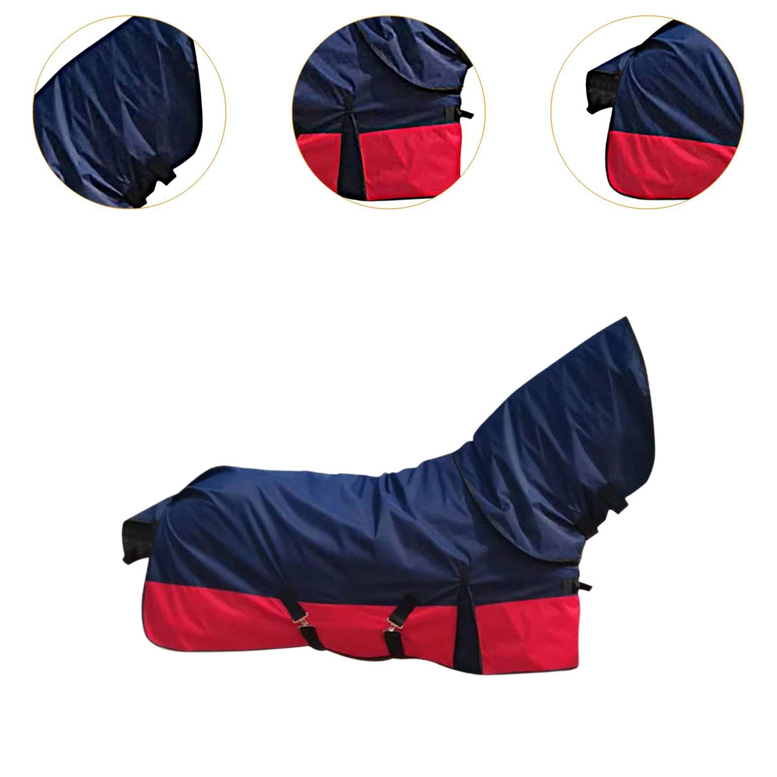 Manta para Caballo Impermeable Transpirable sin Relleno con Cubre Cuello Desmontable Hebillas Ajustables Resistente al Viento y Lluvia Apta para