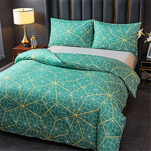 Odot Copripiumino Stile Geometrico, Set Biancheria da Letto con Copripiumini e Federe, Set di Biancheria da Letto per Singolo Matrimoniale King Size (150x200cm-2 Pezzi,Plaid Verde)