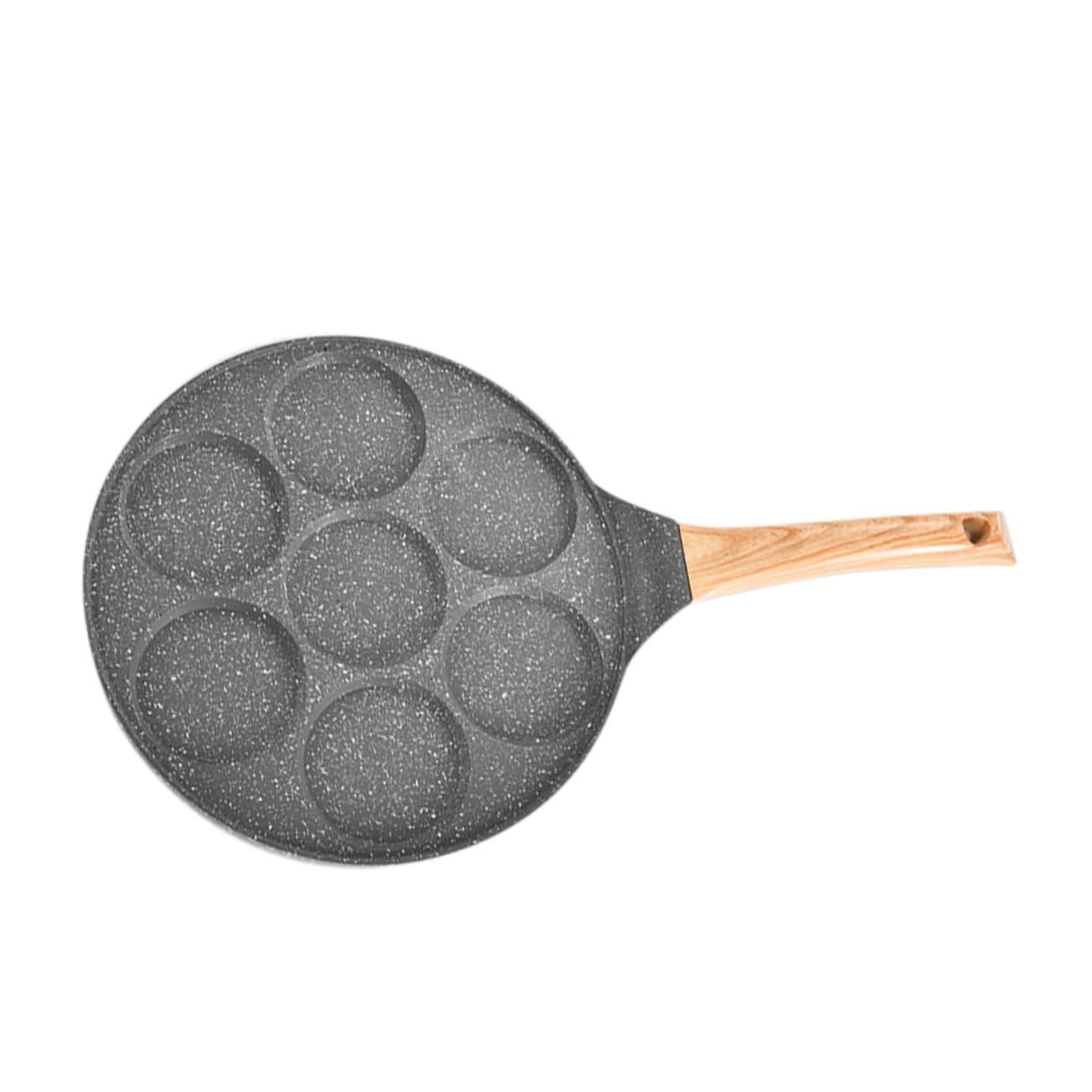 COLLBATH 1Pc Versatile Seven Hole Non Stick Frying Pan for Breakfast Pancakes and Omelettes Heat Insulated Handle Easy to Clean Kitchen for Friends and Family