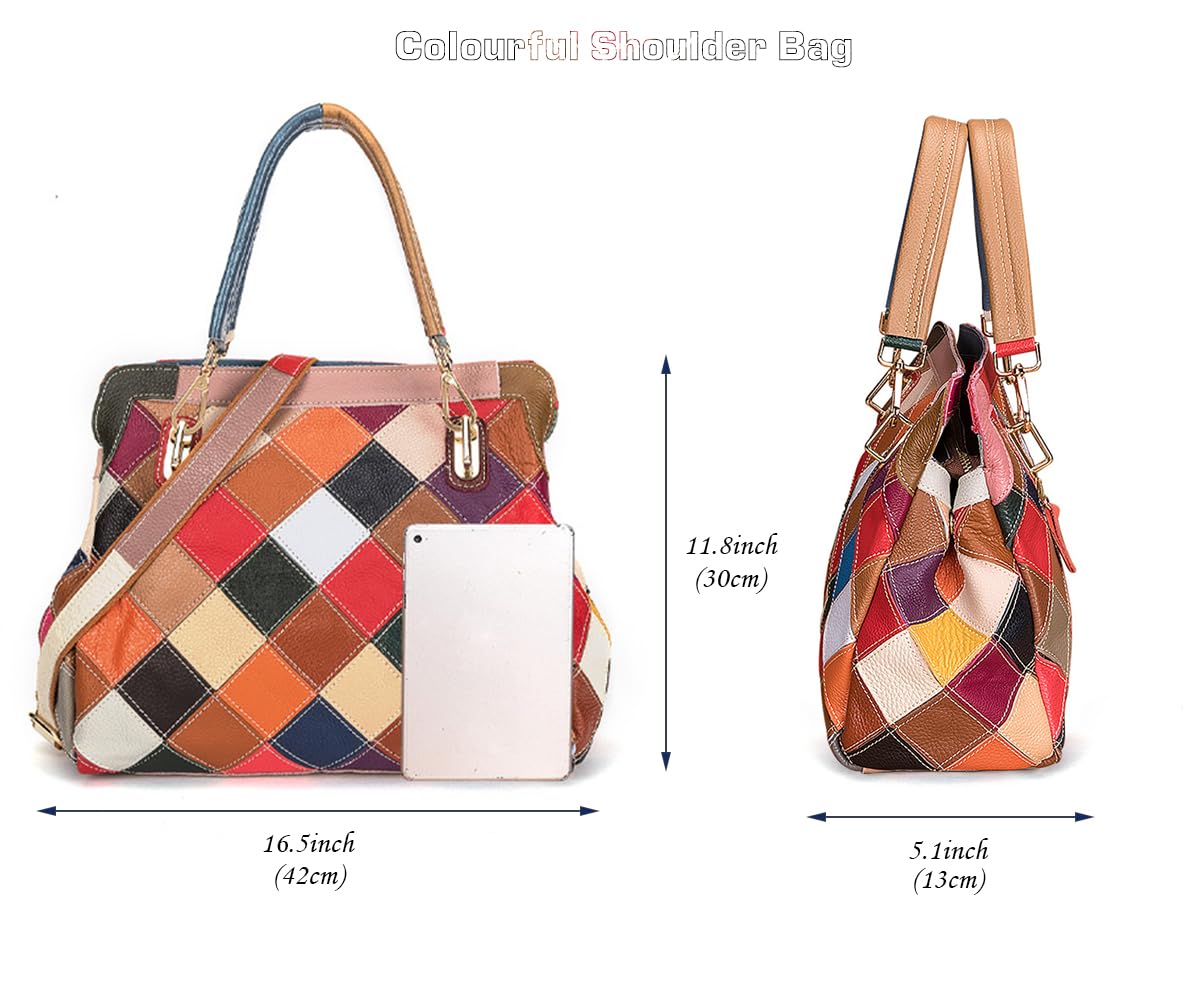 Bolso de piel de charol colorido con asa superior brillante con estampado de cocodrilo, bolso de hombro de retazos multicolor, bolso de hombro para compras