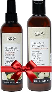 Rica Cotton Milk Pre Wax Gel & Avocado After Wax Lotion Combo | Hair Removal Skin Care Kit | Cleansing Gel & Soothing Loti... Price In India